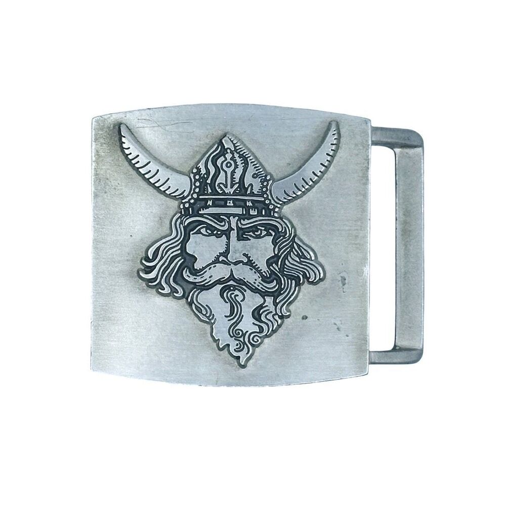 Vintage John E. McCann Pewter Viking Belt Buckle - 3”W x 2.5”H